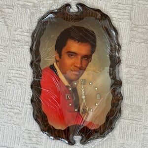 Vintage 70's Elvis Presley wood decoupage wall clock art